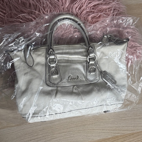 Authentic Coach Metallic Silver Satchel Bag - Picture 2 of 2